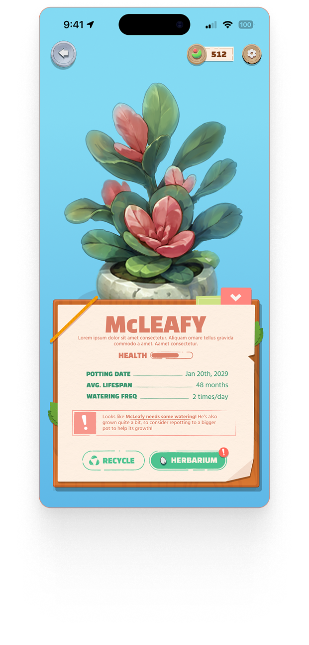 McLeafy plant detail panel