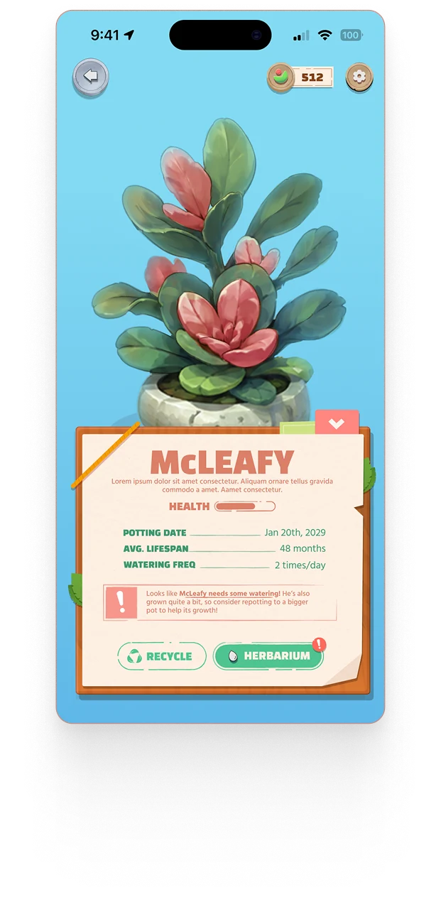 McLeafy plant detail panel