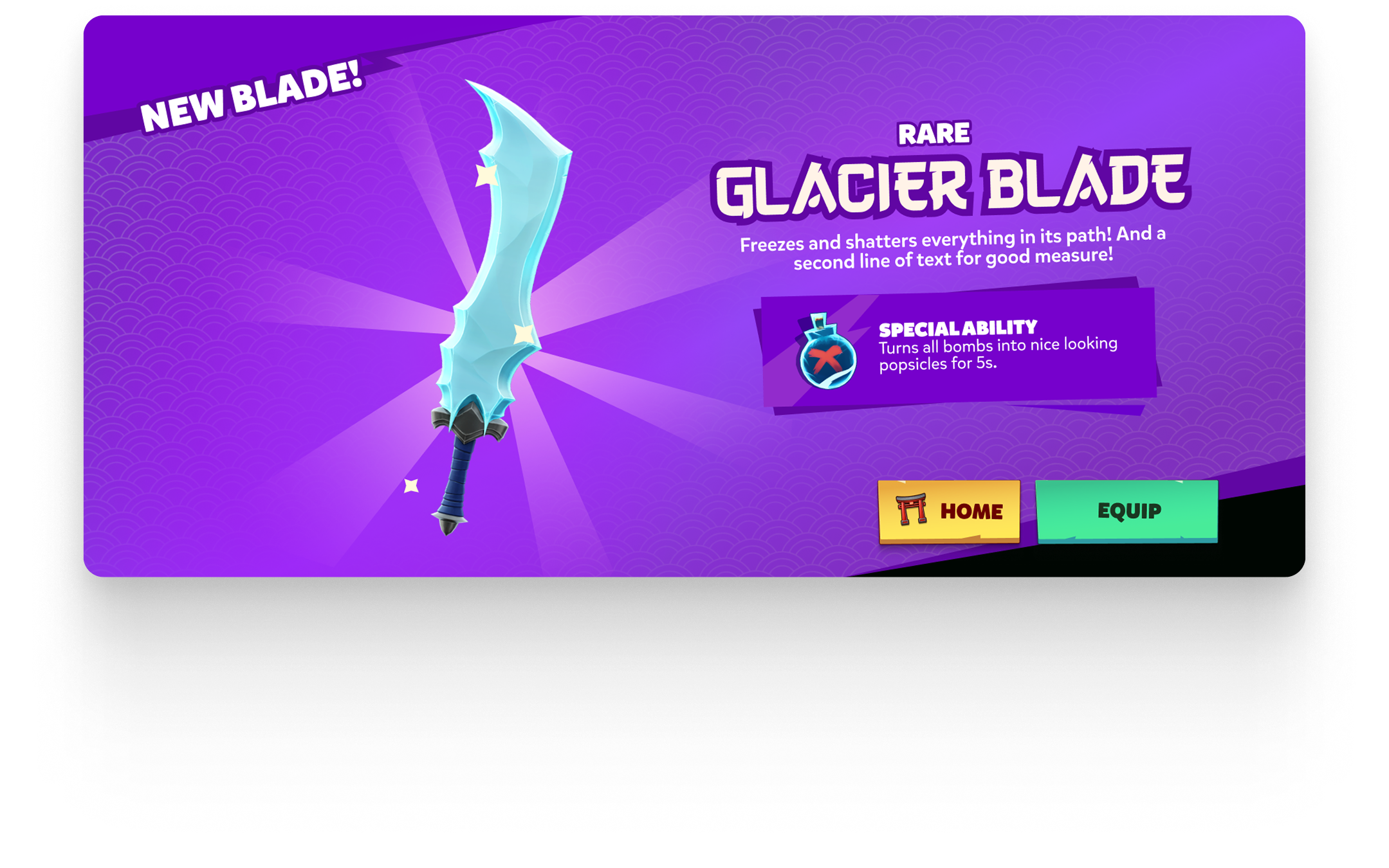 New blade reward screen — Glacier Blade