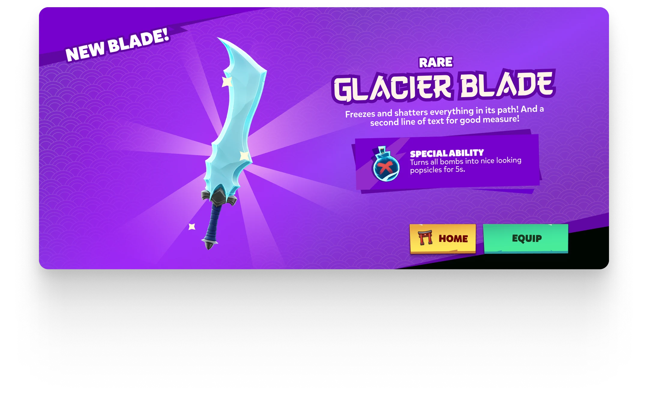 New blade reward screen — Glacier Blade