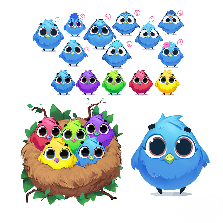Bird character explorations
