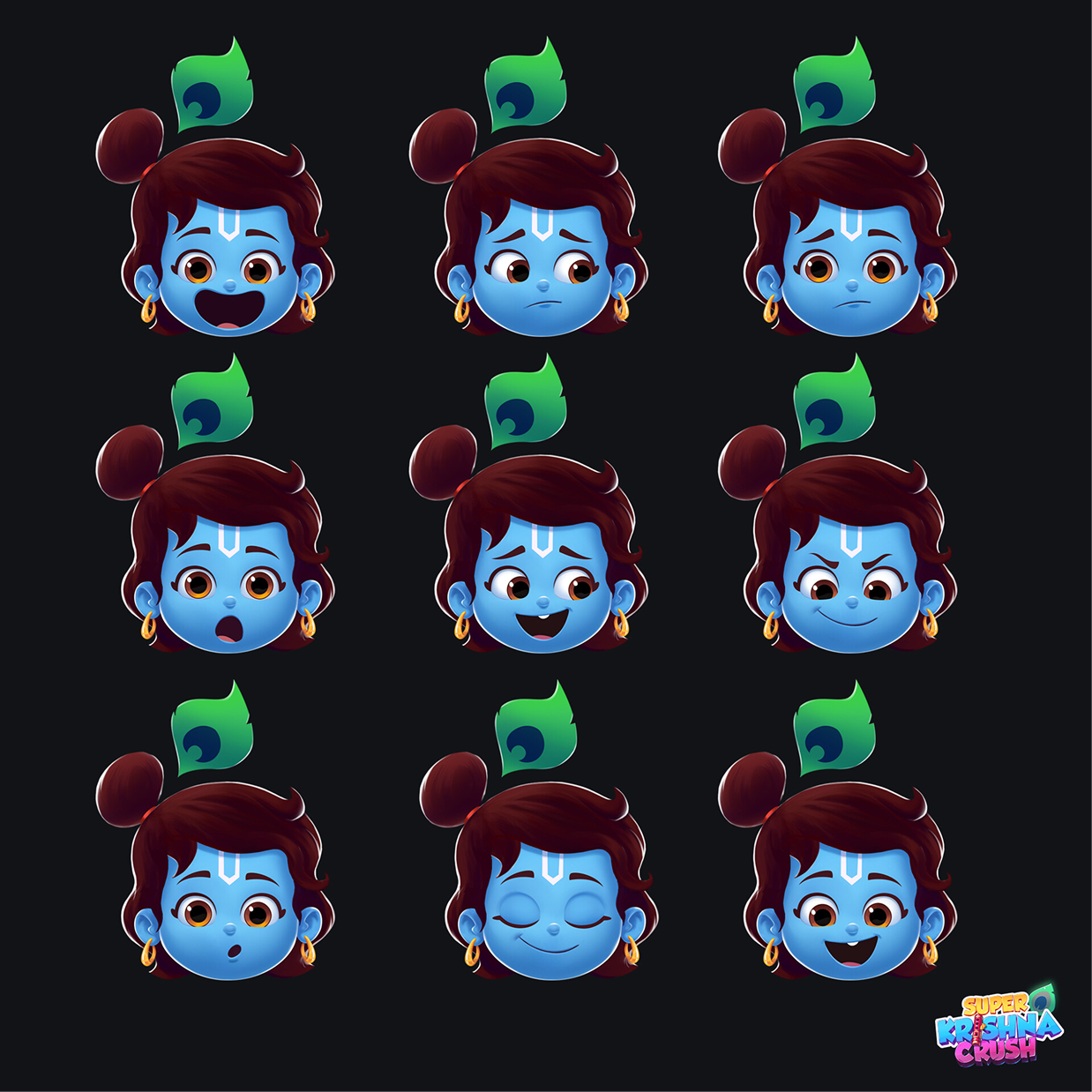 Krishna facial expression sheet