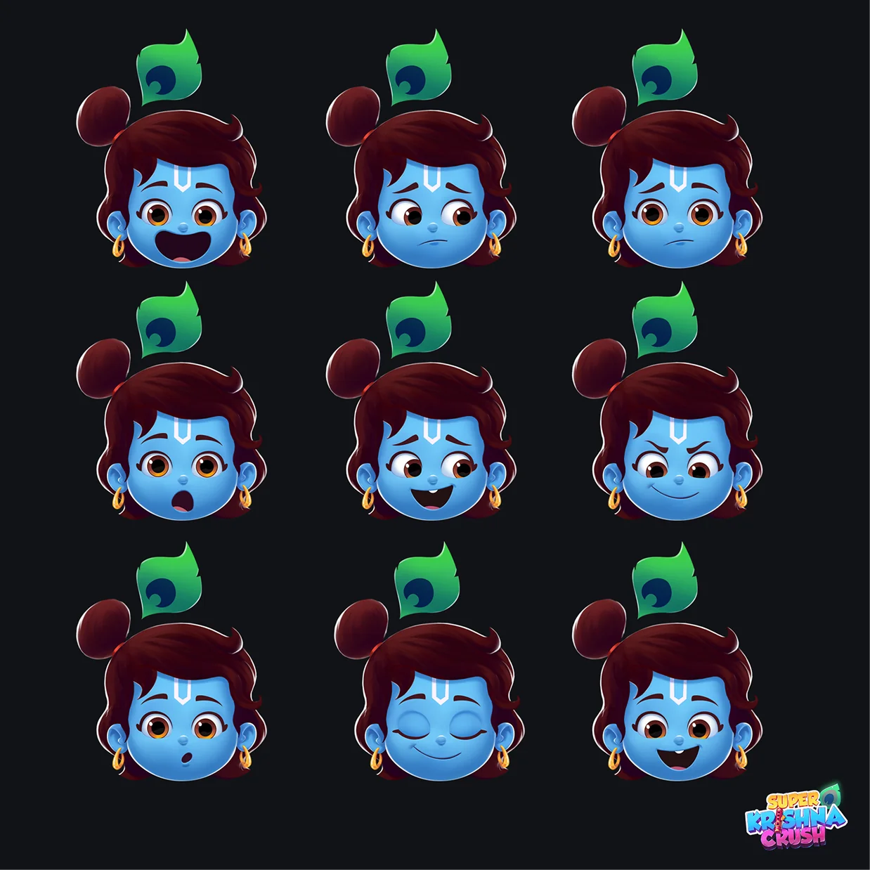 Krishna facial expression sheet