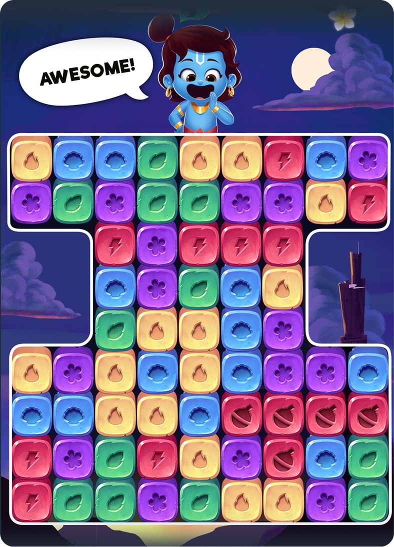 In-game board with a completed match
