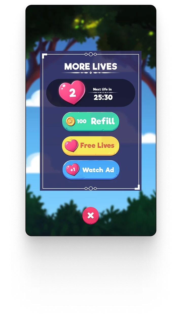 More lives purchase screen